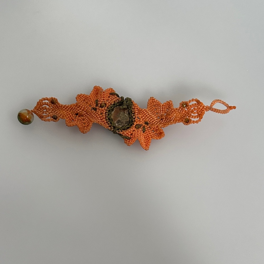 Artisanal Handcrafted Orange green Quartz stone Beaded Bracelet - Picture 10 of 11